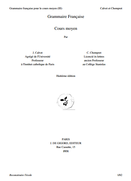 Télécharger Grammaire française cours moyen pdf - J. Calvet et C. Chompret