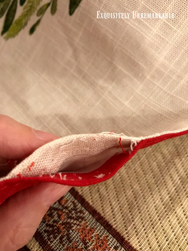 Opening up a seam on a placemat