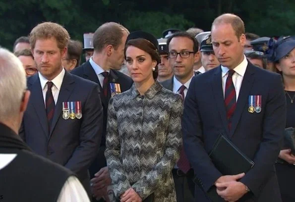 The Duke and Duchess of Cambridge and Prince Harry attend part of a military-led vigil to commemorate the 100th anniversary of the beginning of the Battle of the Somme at the Thiepval memorial to the Missing