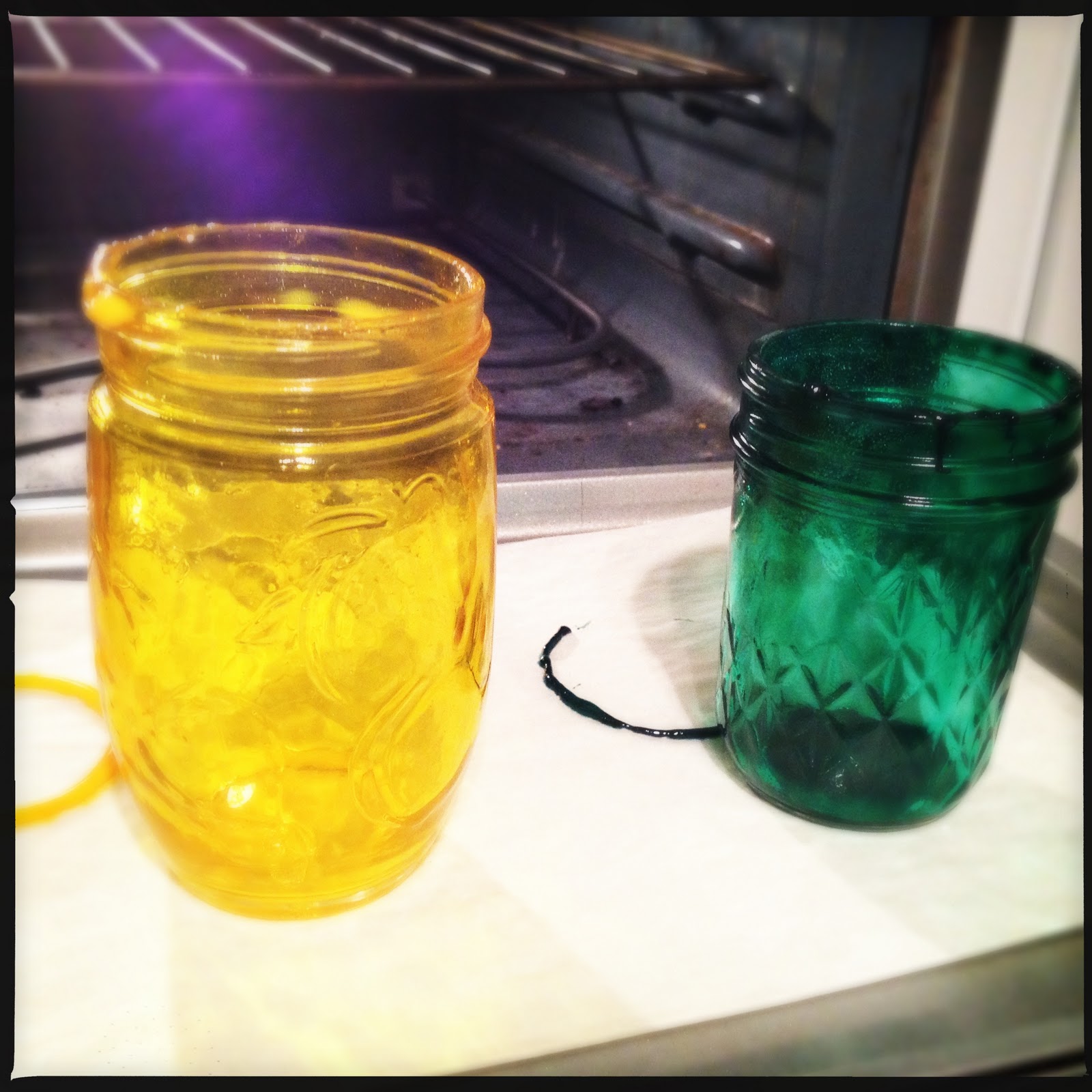 Miles from Ordinary DIY Tinted Glass Jars