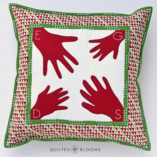 Quilted Blooms Handprint Machine Applique Pillow 12 Days Of