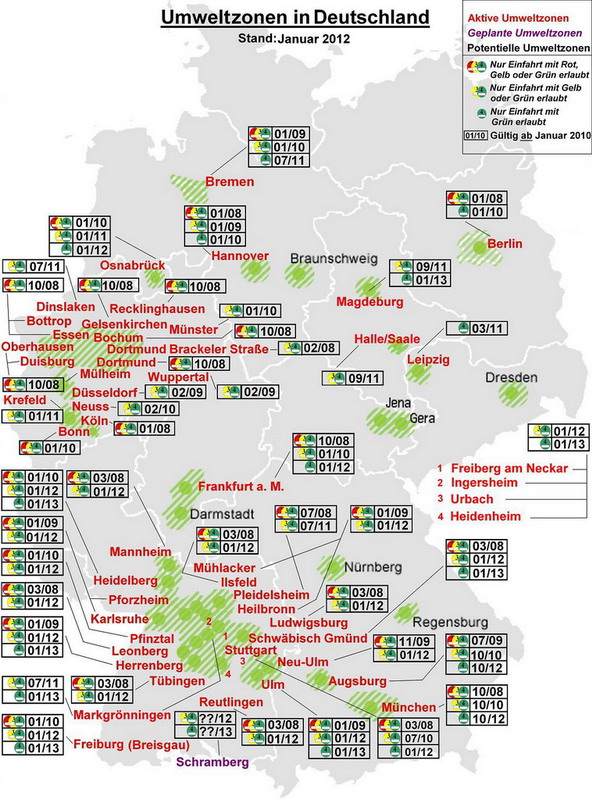 Deutschlandkarte blog: Routenplaner TEST (3): Umweltzonen in