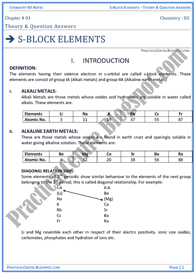 s-block-elements-theory-and-question-answers-chemistry-12th