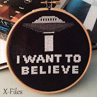 Free printable X-Files I Want to Believe cross-stitch chart