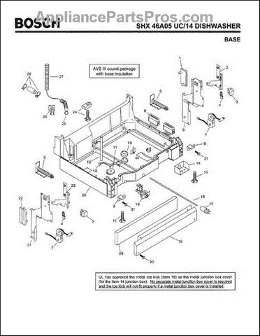 Bosch Dishwasher Silence Plus 50 Dba Parts