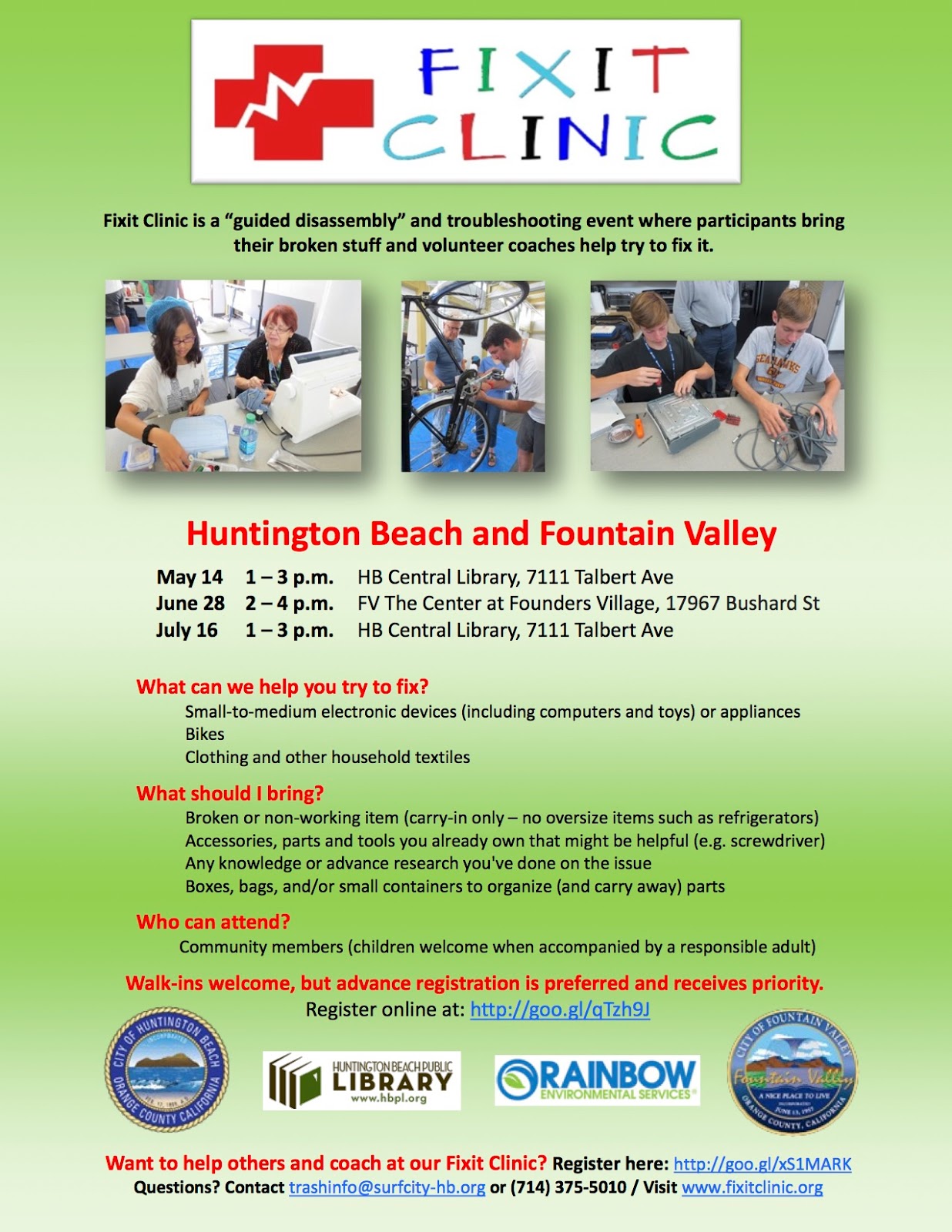 fixit clinic orange county fixit clinics flyer huntington beach public works