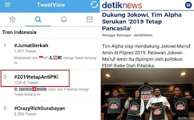 Pendukung Jokowi Luncurkan #2019TetapPancasila, Warganet Balas dengan #2019TetapAntiPKI