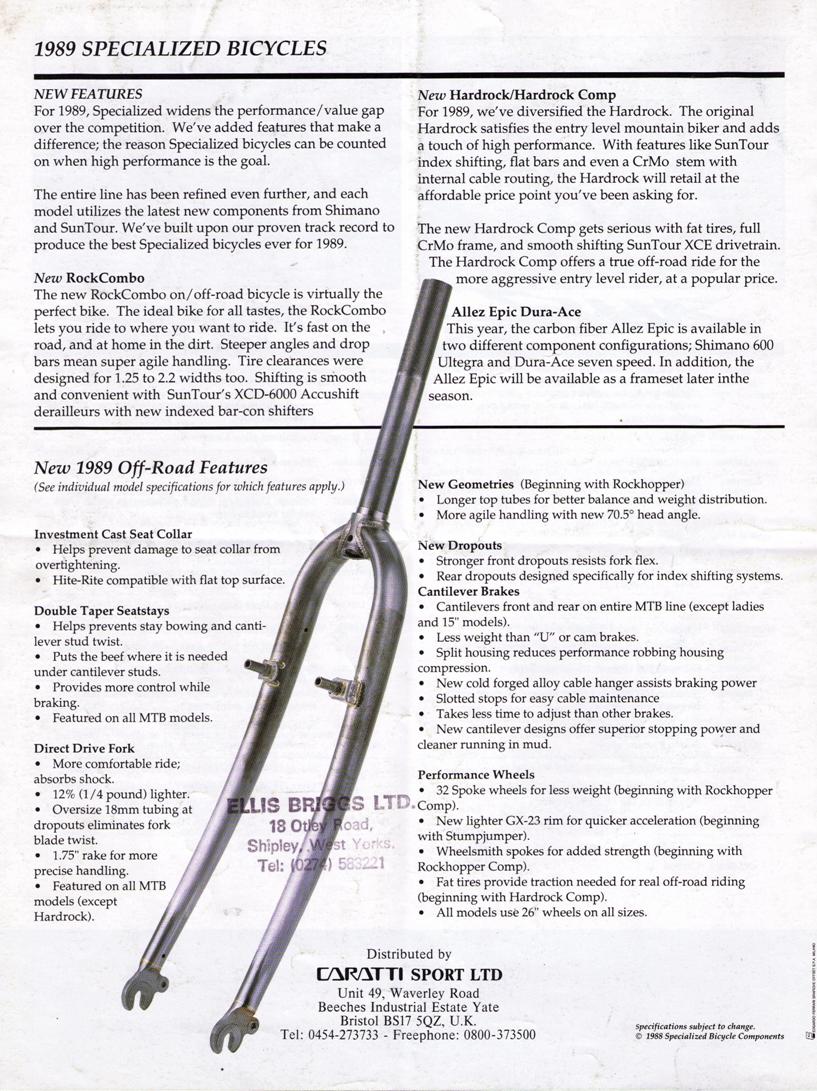 CATALOGUES SPECIALIZED SPECIALIZED 1989