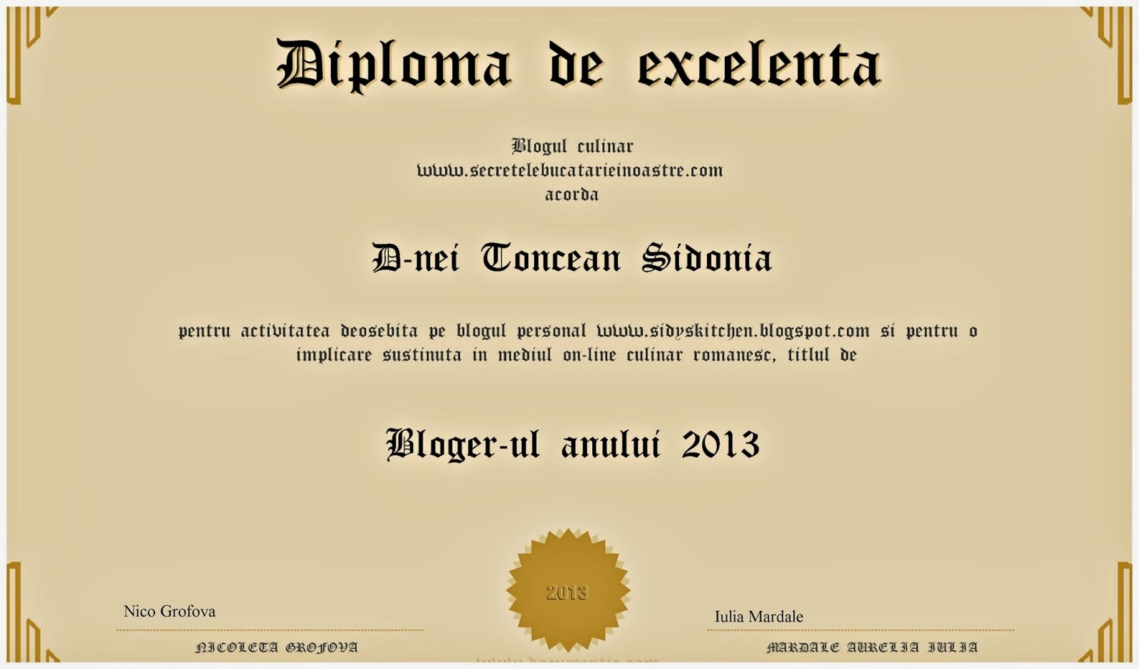 Bloggeri dragi - Blogger-ul anului 2013
