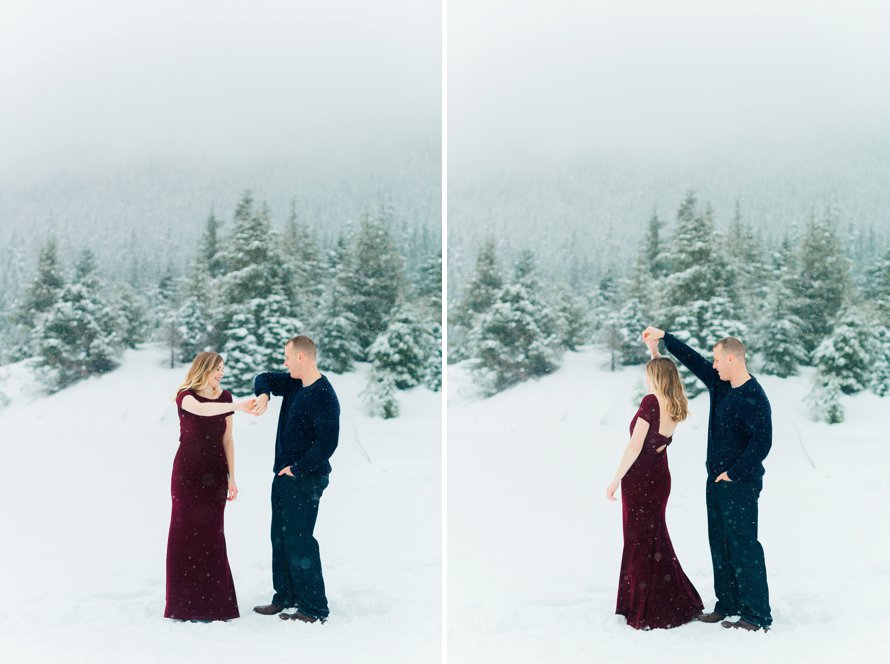 Snowy Winter Engagement Session by Something Minted Photography at Gold Creek Pond