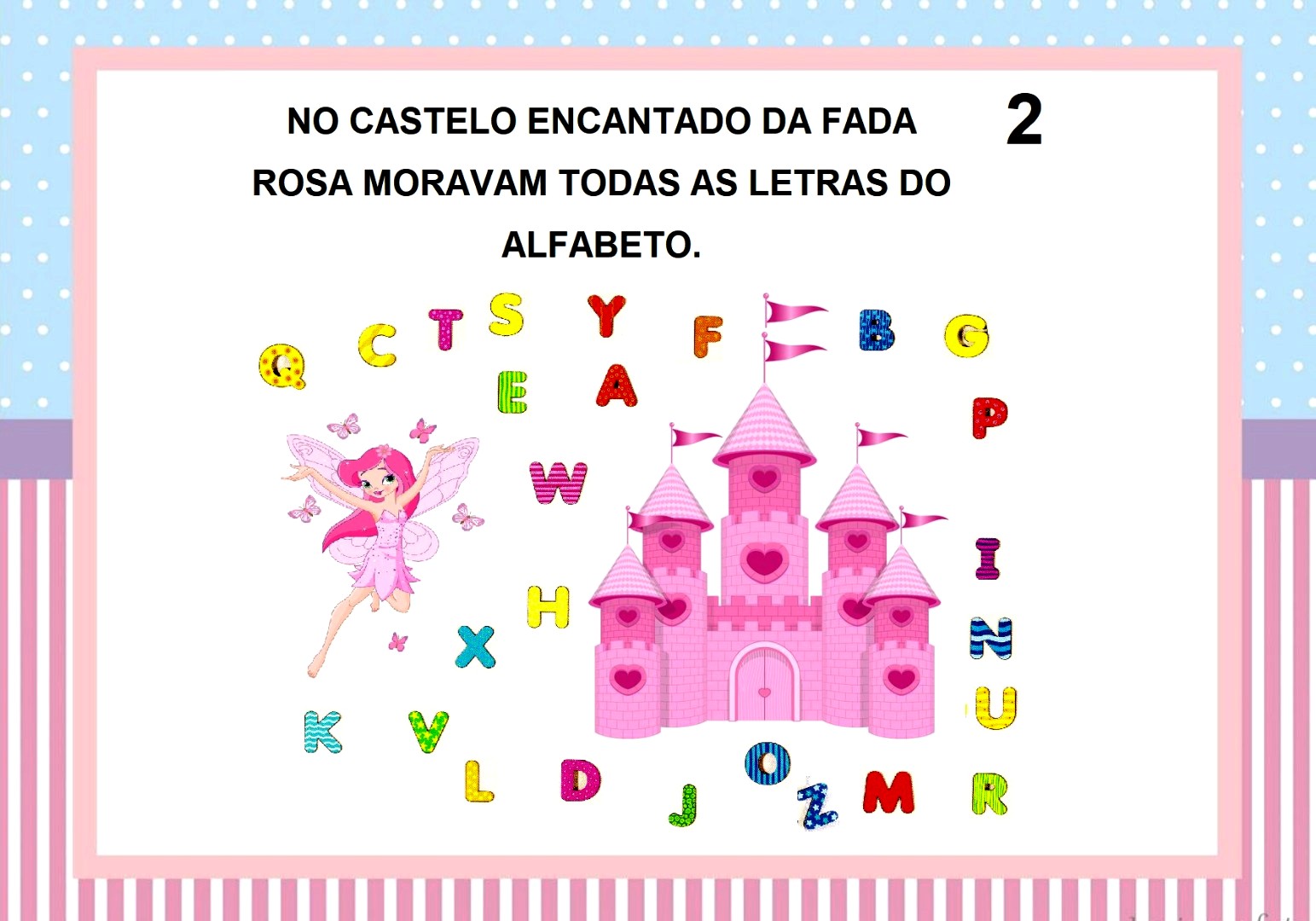 A magia do alfabeto Cards coloridos e ilustrados narrando a história \