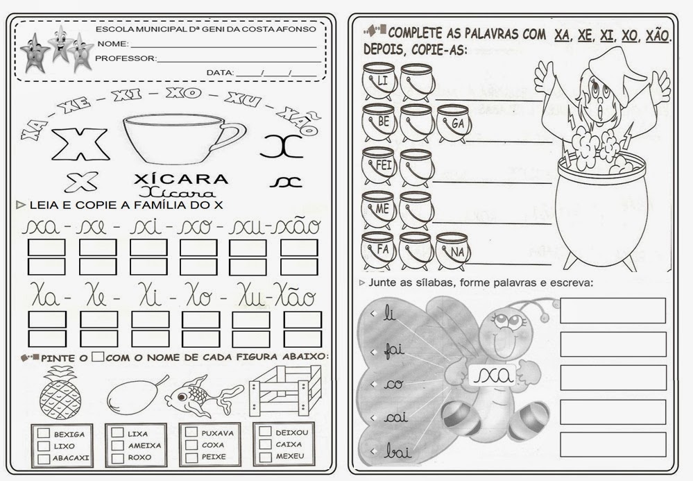 Atividade com a Família Silábica do X - Twinkl