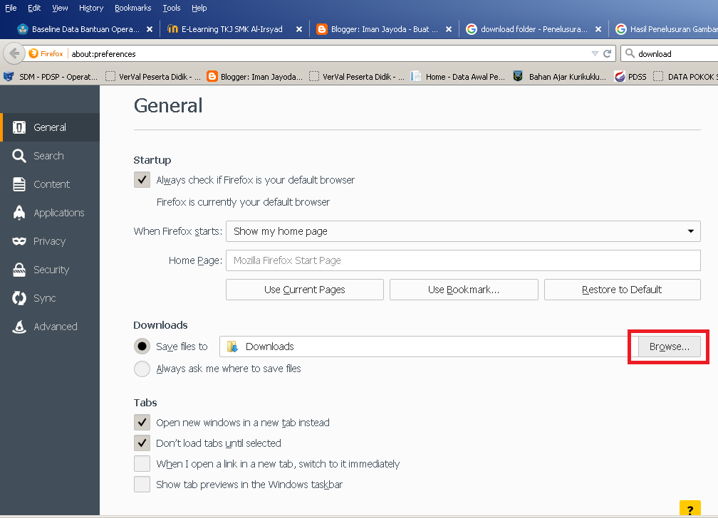 Cara Mengubah Default Folder Unduhan di Mozilla Firefox