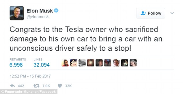 Elon Musk hails hero who sacrificed his Tesla to save another driver's life (and says his car will be fixed for free)
