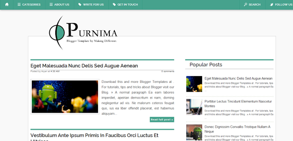 Purnima blogger template