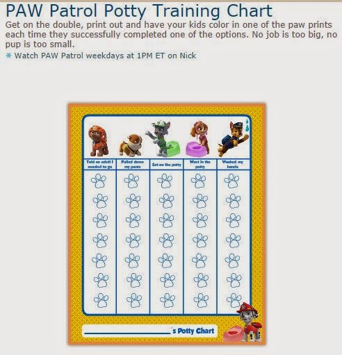 Paw Patrol Free Printable Potty Training Chart.