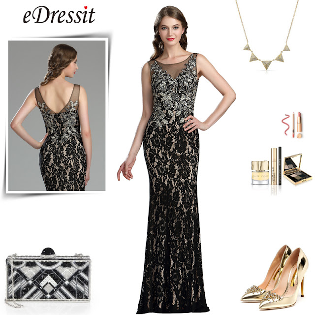  eDressit Classy Long Black Lace Prom Evening Gown