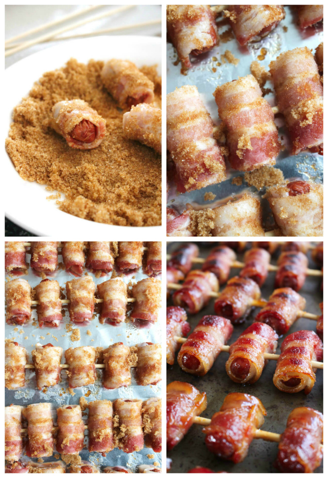 Brown Sugar Bacon Wrapped Smokies | The Two Bite Club