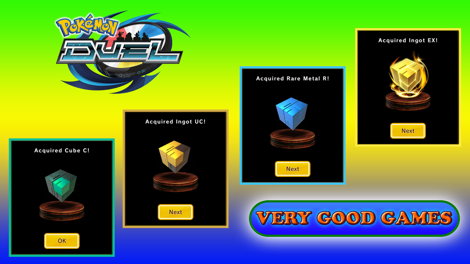 Toturial Pokemon Duel - Cubes, Ingots, and Rare Metal of different sizes
