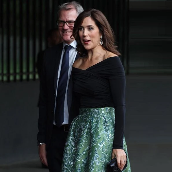 Crown Princess Mary wore H&M Skirt from H&M Conscious Exclusive Collection and Gianvito Rossi Mesh paneled suede pumps