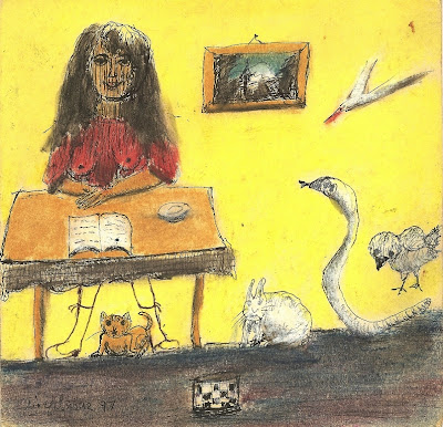 Nazmi Yılmaz, 1997, karton üzerine karışık teknik, 19 x 19 cm