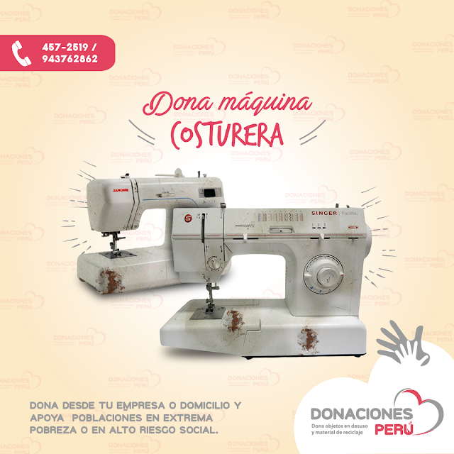 Dona maquina costurera - Dona Perú - Dona maquina de coser - Dona y recicla - Recicla y dona - Donaciones Perú
