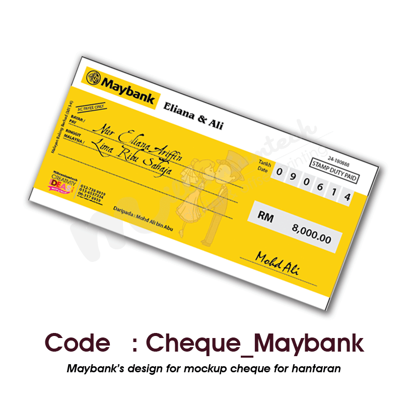 Millenniumtech Com (M) Sdn. Bhd.: Mockup Cheque (Hantaran)