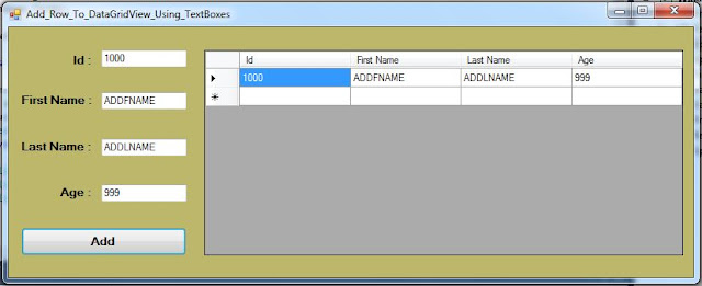 C# Add Row To DataGridView From TextBoxes