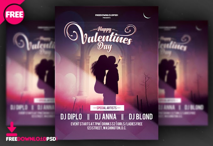 Valentines Day Flyer Template Free PSD