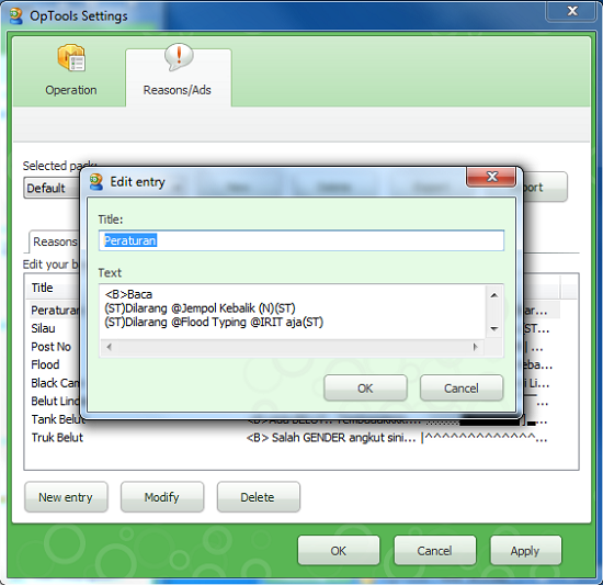 Setting OpTool Camfrog Modify