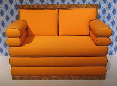 Orange Art Deco-looking settee