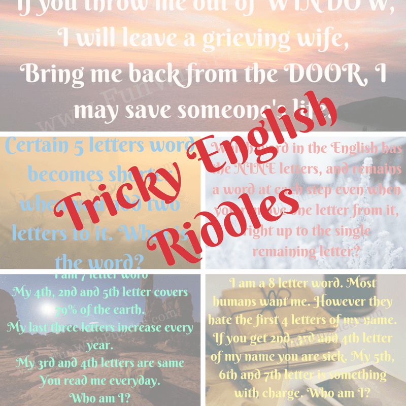 Tricky Riddles using the English language with answers