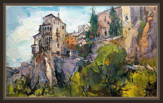 CASAS COLGANTES-CUENCA-PAISAJES-ARQUITECTURA-PINTURA-CUADROS-ERNEST DESCALS