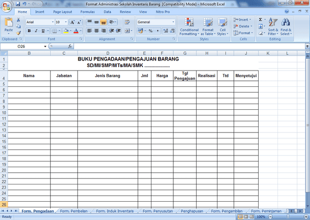 Download Contoh Format Administrasi Sekolah Inventaris Barang 4