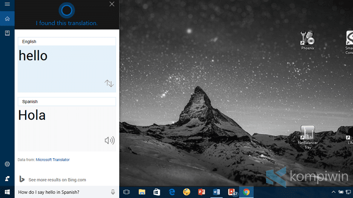 cortana translate bahasa