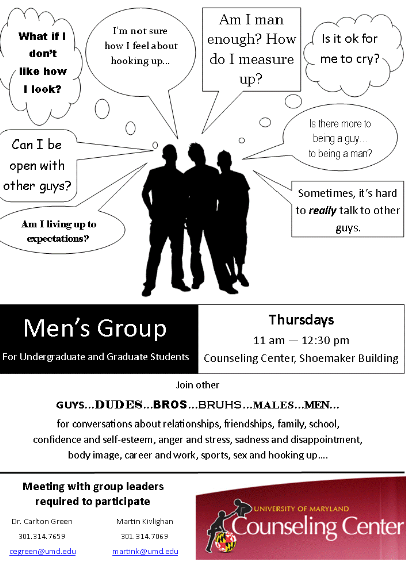 UMD PSYC ENews New Men's Group forming on campus!