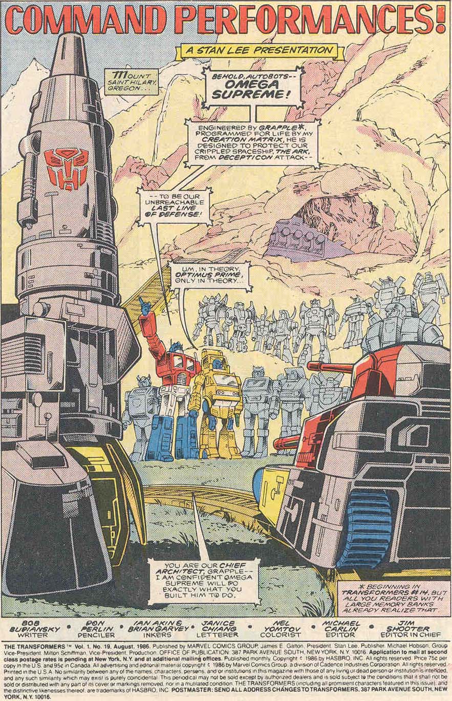 Read online The Transformers (1984) comic -  Issue #19 - 2