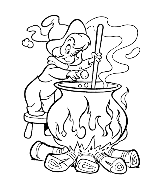 Free witch hat and cauldron printable coloring page templates for kids and adults