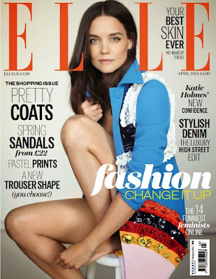 Katie Holmes Prada coat Elle UK cover