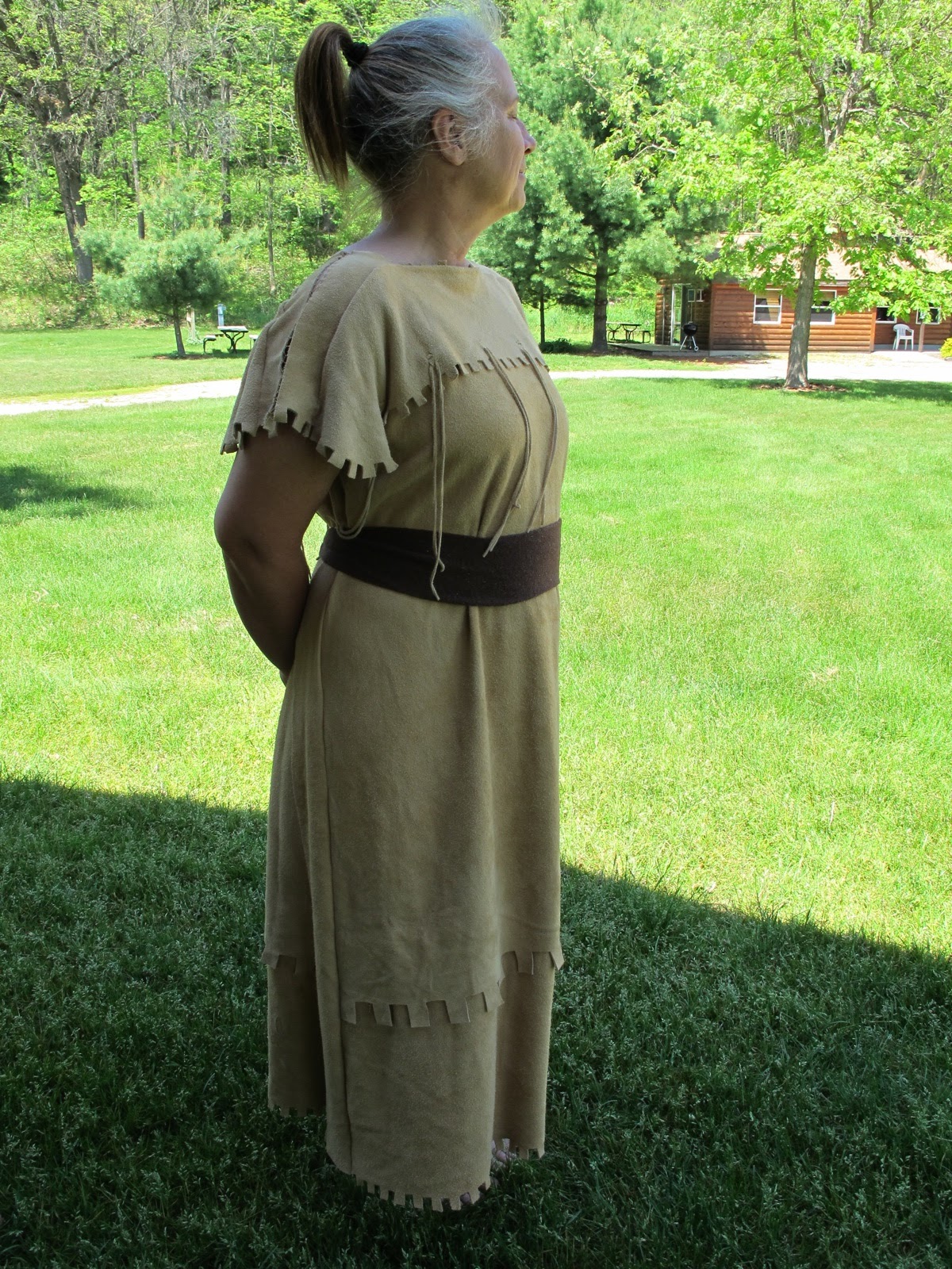 Stitching Up History Square Notch Fringe On The Two Hide Strap Dress