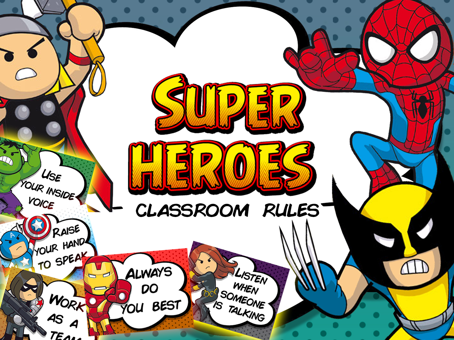 Central Pencil: Normas de la clase inspiradas en Superheroes