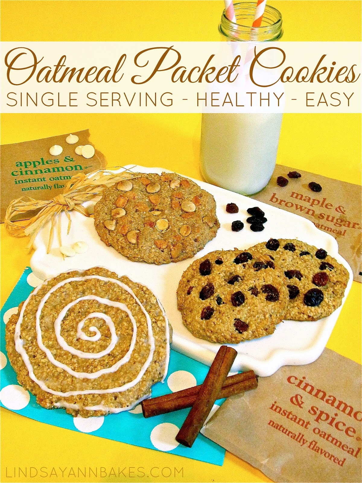 SingleServing Oatmeal Packet Cookies (eggfree, dairyfree, lowfat