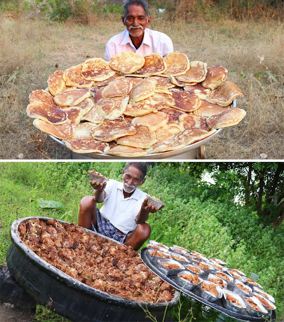 This man cooks large amounts of food and gives it to needy people This man cooks large amounts of food and gives it to needy people