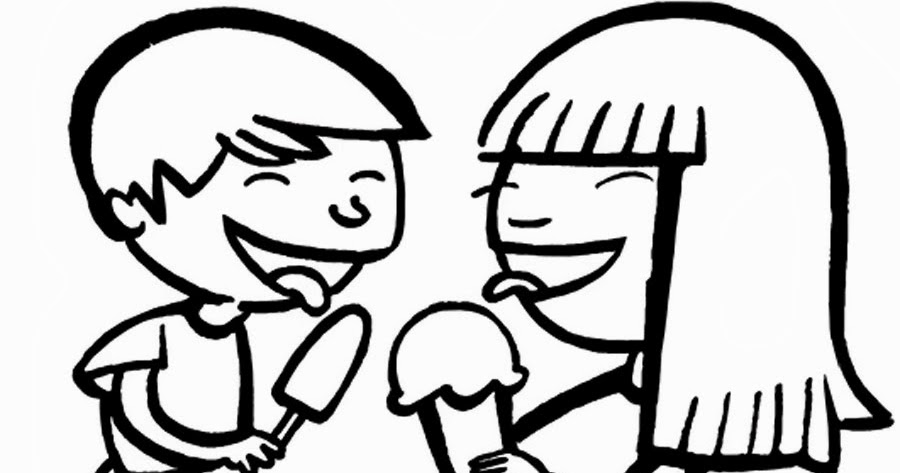 Ninos Comiendo Sano Para Colorear - Colorear Para Niños