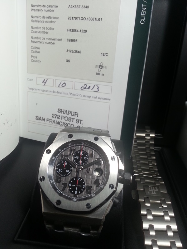 Naqme Sold Audemars Piguet Royal Oak Offshore Themes Titanium On Bracelet Rare Model