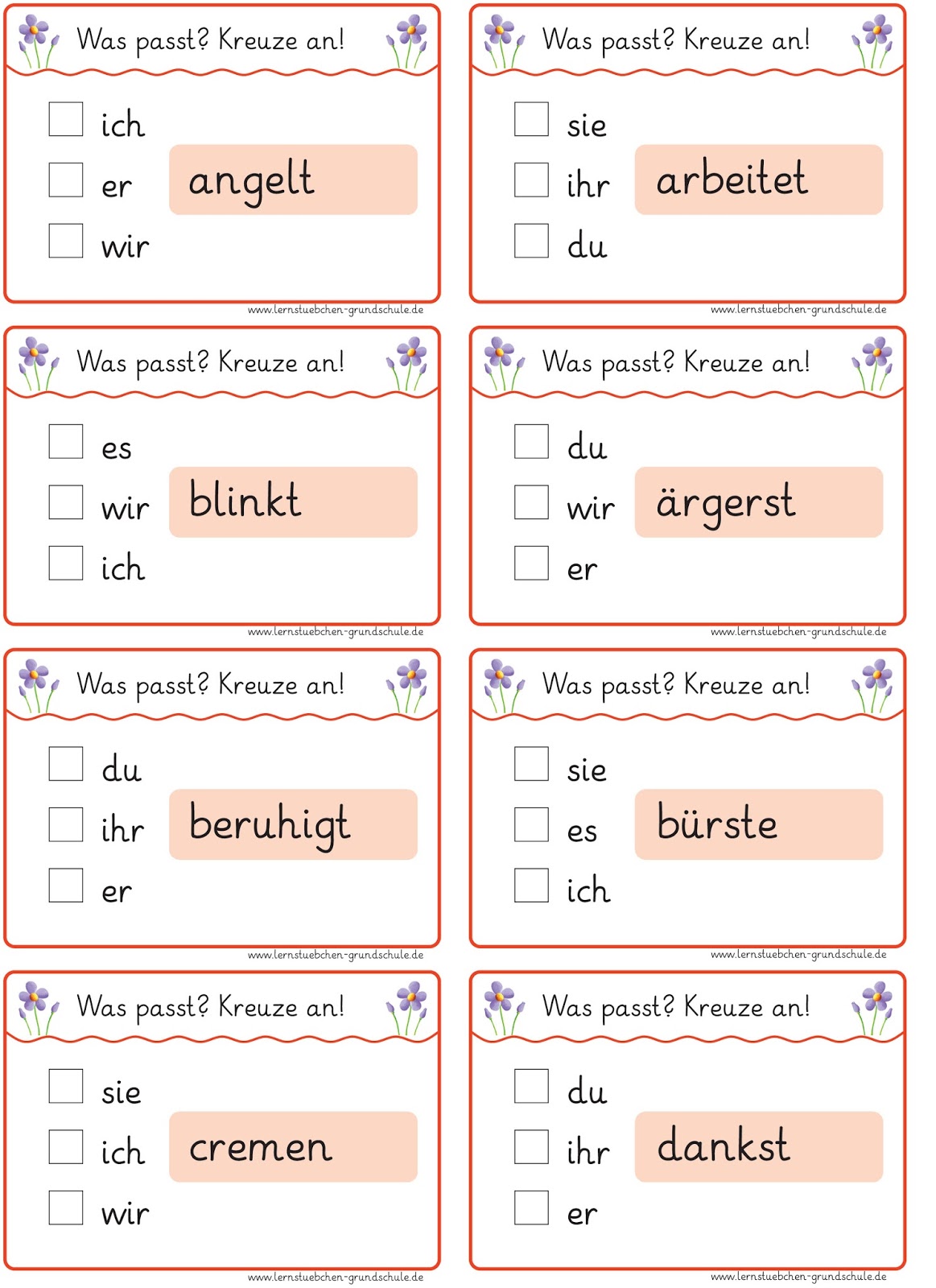 Lernstübchen: Verben in der Personalform