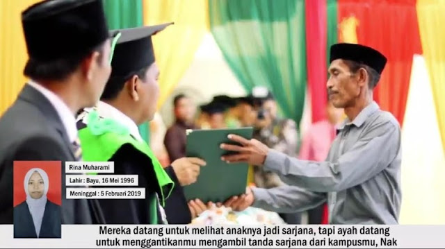 Mengharukan!! Ayah Ini Hadiri Wisuda, Namun Untuk Gantikan Putrinya yang Meninggal