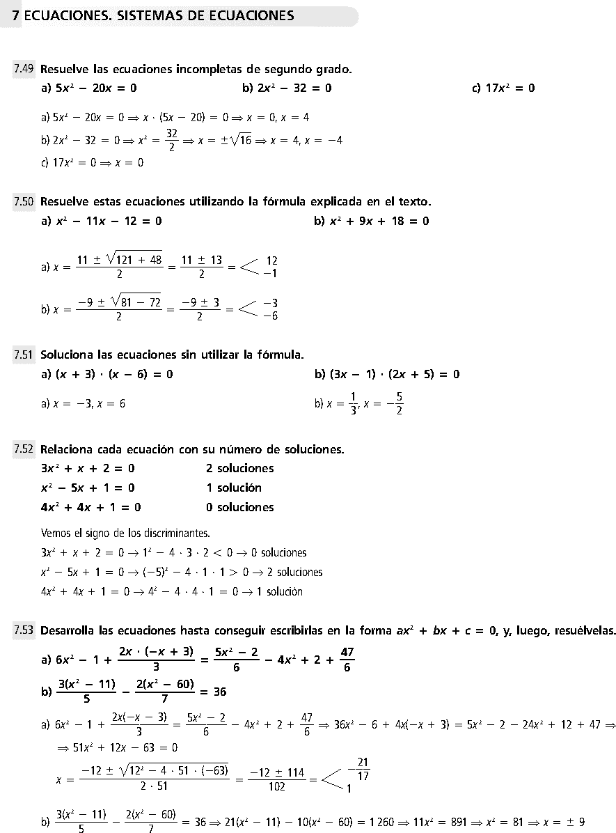 Ecuaciones Y Sistemas De Ecuaciones Ejercicios Resueltos MatemÁtica 3
