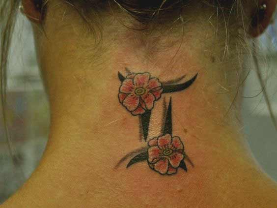 Best gemini flower tattoos designs on neck
