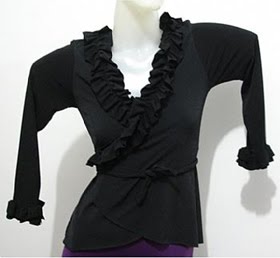 Blouse BLE004 Black with ruffles - US$ 45.00
